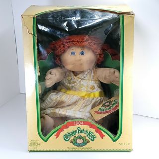 Vintage 1984 Cabbage Patch Kids Red Hair Girl Doll W/ Box Coleco 3900