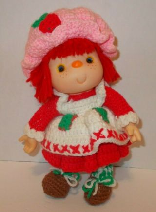 Vintage Strawberry Shortcake Ice Cream Style Doll 11 " Handmade Crocheted Ooak