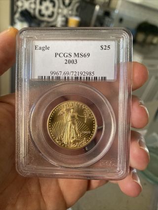 ⭐️⭐️2003 $25 1/2 Oz.  American Gold Eagle Coin Pcgs - Ms69