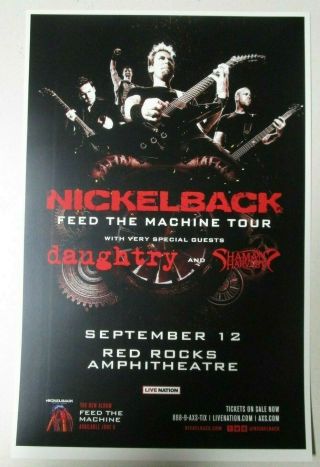 Nickelback Feed The Machine Tour 2018 Red Rocks Promo Poster 11x17 Handbill