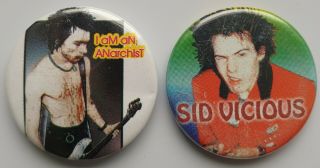 Sid Vicious Vintage Button Badges Sex Pistols Punk Rock Anarchist Pins