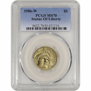 1986 - W Us Gold $5 Statue Of Liberty Commemorative Bu - Pcgs Ms70