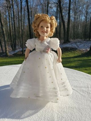 Shirley Temple Doll In White Dress,  Elke Hutchers,  With Stand