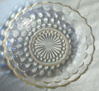 Vintage Fire King Clear Bubble Glass Berry Bowl Dish 8 3/8”