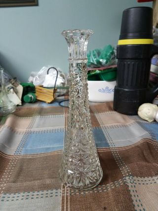 Vintage Clear Glass Fluted Bud Vases,  9 " Tall,  Pressed Glass
