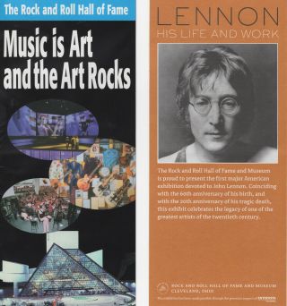 John Lennon Brochures @ Rock And Roll Hall Of Fame W/ticket Stub Wristband 2001