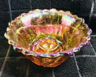 Vintage Indiana Merigold Wild Rose Carnival Glass Taper Candlestick Holder
