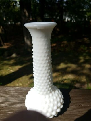 Vintage E.  O.  Brody Co.  Milk Glass 7 1/2 " Hobnail White Bud Vase