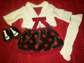 American Girl Bitty Baby Twins Holiday Dots Skirt Set Mib Retired Htf