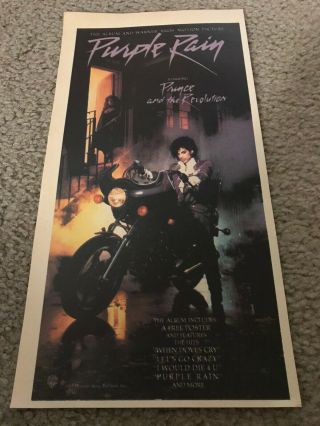 Vintage 1984 Prince & The Revolution Purple Rain Album Movie Poster Print Ad 80s