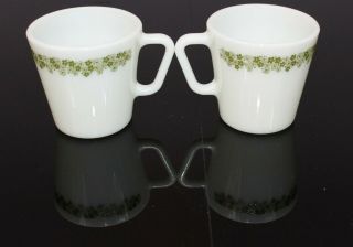 VTG Pyrex Set of 2 Spring Blossom Green Crazy Daisy Coffee Cup D Milk 1410 Mug 2