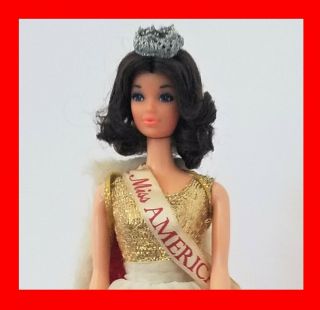 Vintage Barbie 1972 - 73 Miss America Brunette Walk Lively Steffie