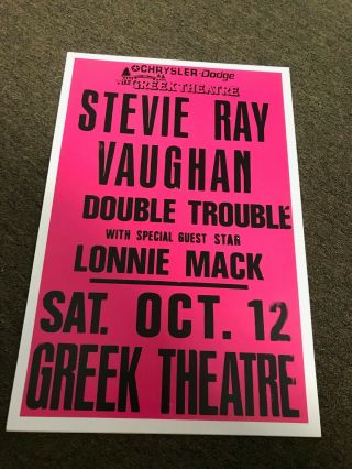 Stevie Ray Vaughan Double Trouble Greek Theatre 1985 Concert Poster 12x18