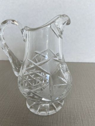 Vintage Bohemian Cut Crystal Heavy Pitcher/creamer 5” Tall - Great Gift