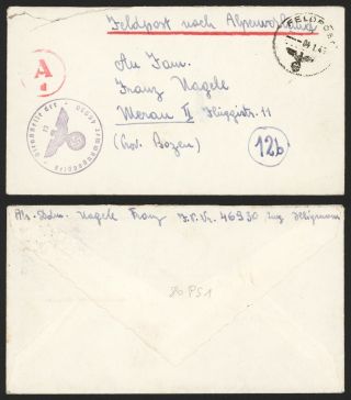 Germany Wwii 1945 - Field Post Cover To Meran Italy Bozen V142