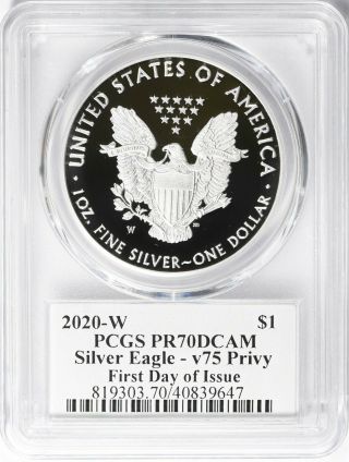 2020 End Of World War Ii 75th Anniversary Silver Eagle V75 Pcgs Pr70 First Day.