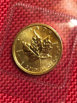 1988 Canada 1/4 Oz Fine Gold Maple Leaf $10 Bu Coin