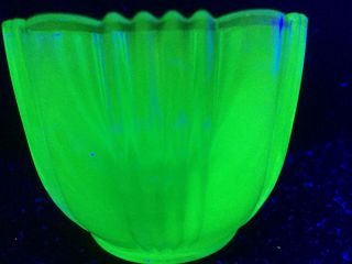 Blue Vaseline Sunray Glass Fairy Lamp Votive Candle Holder Uranium Bowl Custard