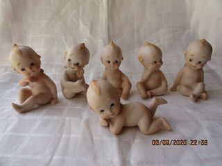 Set Of 6 Vintage Bisque Porcelain Lefton Kewpie Doll Kewpie Dolls,  2 " - 3.  25 " Ex