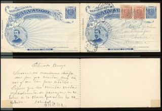 El Salvador Postal History: Lot 387 1897 1c Uprated 2c Rc S.  Salvador - Munich