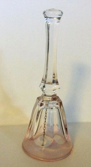 Vintage 4 1/2 " High Pink Clear Glass Bell With Clapper - Classic Design