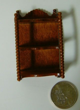 Dollhouse Miniature Artisan Fancy Barley Twist Carved Wall Shelf Small 1:12