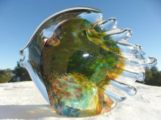 Hot Island Worcester Glass Maui 2005 Fish Sculpture Paperweight Hand Blown