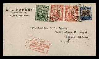 Dr Who 1934 Colombia Bogota Airmail To Spanish Antilles F75389