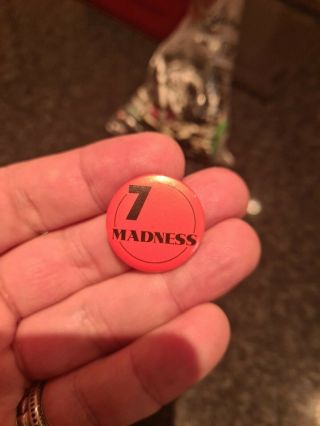 Very Rare Vintage Madness Badge; 2 Tone,  Ska.  Nutty Boys From 7 Tour