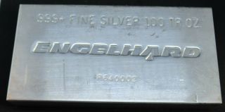100 Ounce Engelhard.  999 Fine Silver Bar 100oz.