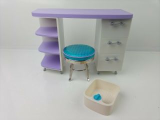 American Girl Doll Blue Hair Styling Salon Chair W/ Desk Table Replacement Parts