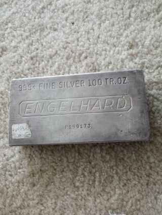 100 Oz Engelhard Silver Bar.  999 Silver - Random Designs - Circulated