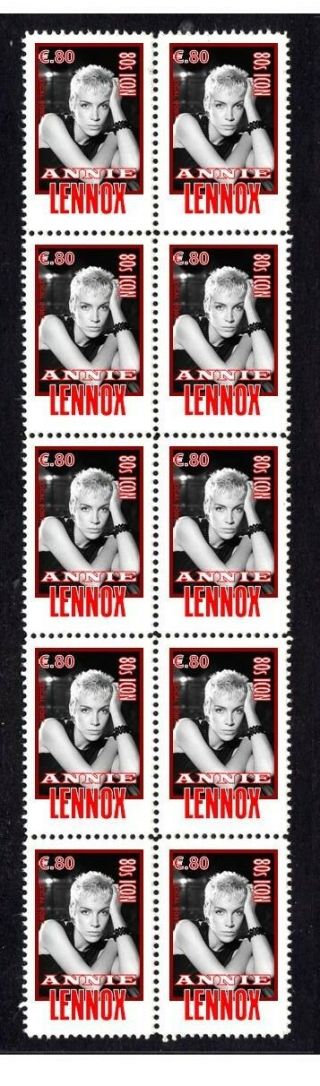 Annie Lennox,  The Eurythmics Strip Of 10 Vignette Stamps 4