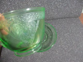 Vintage - Federal Georgian Love Bird Green Vaseline Glass Cup and Saucer 2