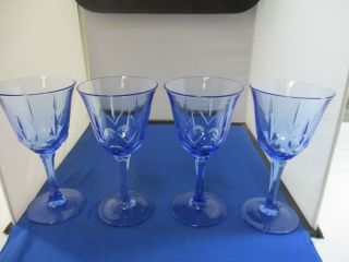Set Of 4 Avon American Light Blue Wine / Water Goblets 7 1/4 " Retired