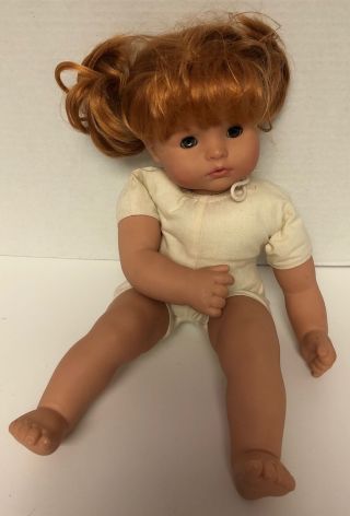 Gotz Puppe Baby Doll 15 " Vinyl Soft Auburn Red Hair Hazel Eyes 278/14 Germany
