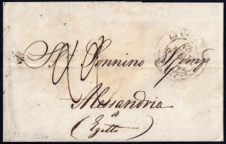 Egypt Italy 1844 Livornd Folder Letter 13 11 1844 To Alexandria 20 11 1844 Rr