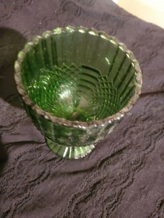 Vintage Emerald Green Goblet Sawtooth Diamond Point Ribbed Footed 2