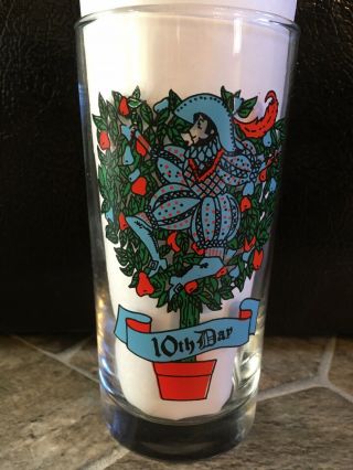 10th Day Of Christmas Glass Tumbler Ten Lords A Leaping 5 1/2 " Perfect