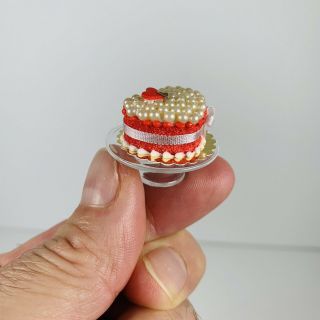 Artisan Dollhouse Miniature Valentine’s Day 3 Pc Cake Set 1/12 Scale