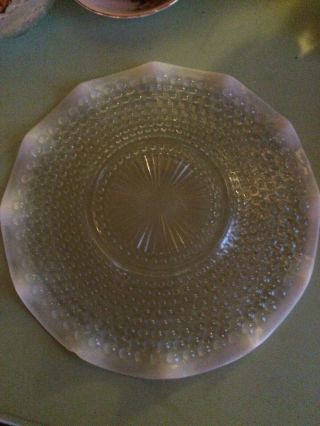 Anchor Hocking Moonstone Hobnail Glass Large Plate Crimped Edge