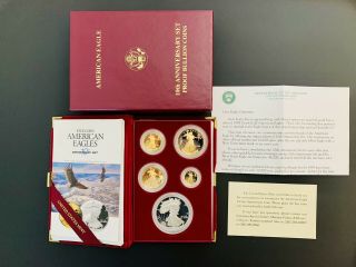 Nr Complete Set - 1995 - W American Eagles Gold & Silver 10th Anniversary 5 - Coin Set