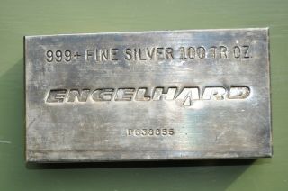 Engelhard 100 Troy Oz.  999,  Silver Bar 9th Series In " P " Designation Patina