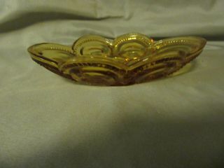 Vintage Le Smith Amber Moon And Stars Oval Trinket Dish Scalloped Edge 1960 