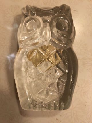 Vintage Viking Glass Owl 3 1/2” Clear Paperweight Bookend Figure