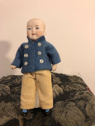 Antique 5” All Bisque Limbach Boy Doll
