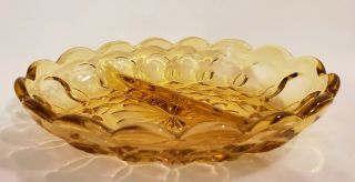 7 " Vintage Indiana Amber Glass Divided Oval Pickle Relish Dish