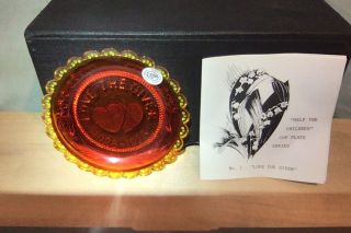 Love The Giver Turner Me Hearts Vtg Pairpoint Glass Cup Plate Window Sill Decor