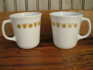 Vintage Set Of 2 Corelle Butterfly Gold Coffee/tea Cups Mugs Euc