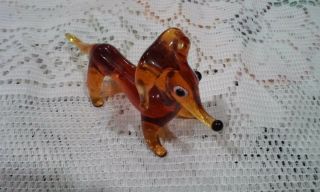 Cute Small Murano Art Style Hand Blown Glass Dog